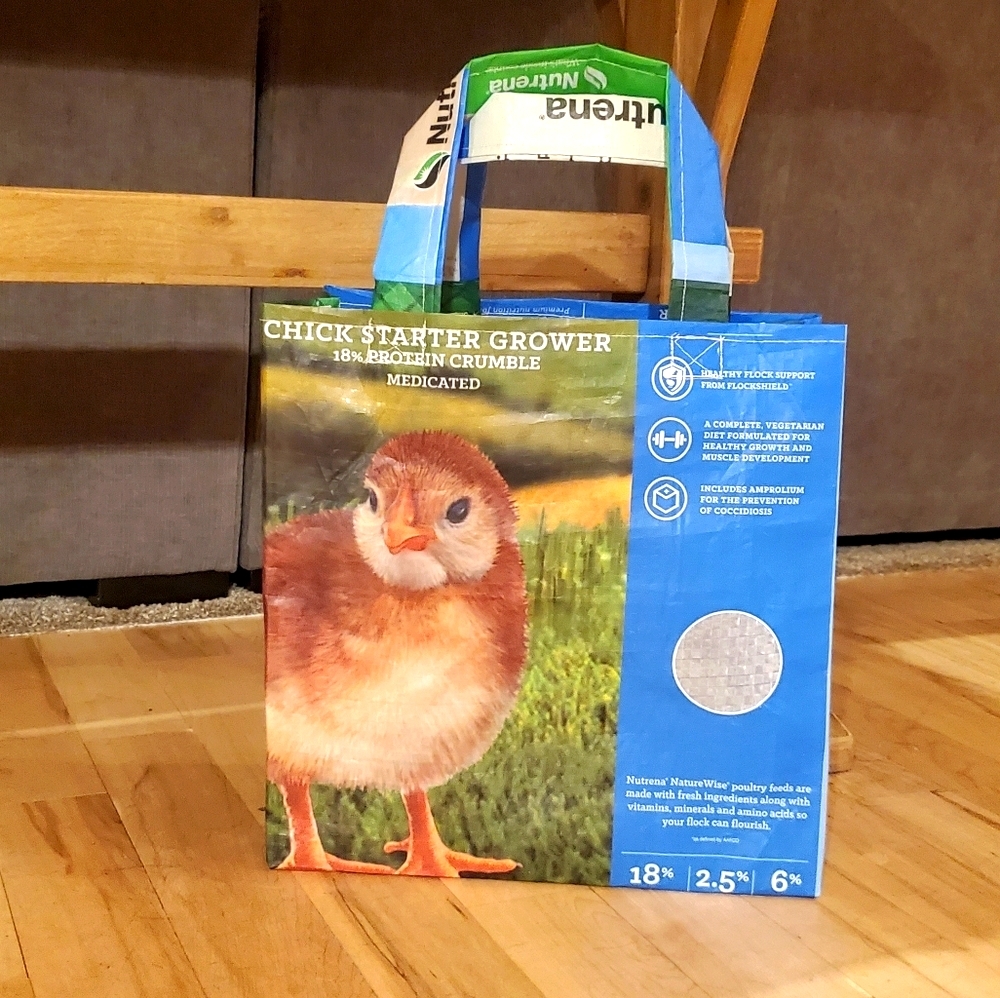 Upcycled Feed Bag Chicken Shopping Tote